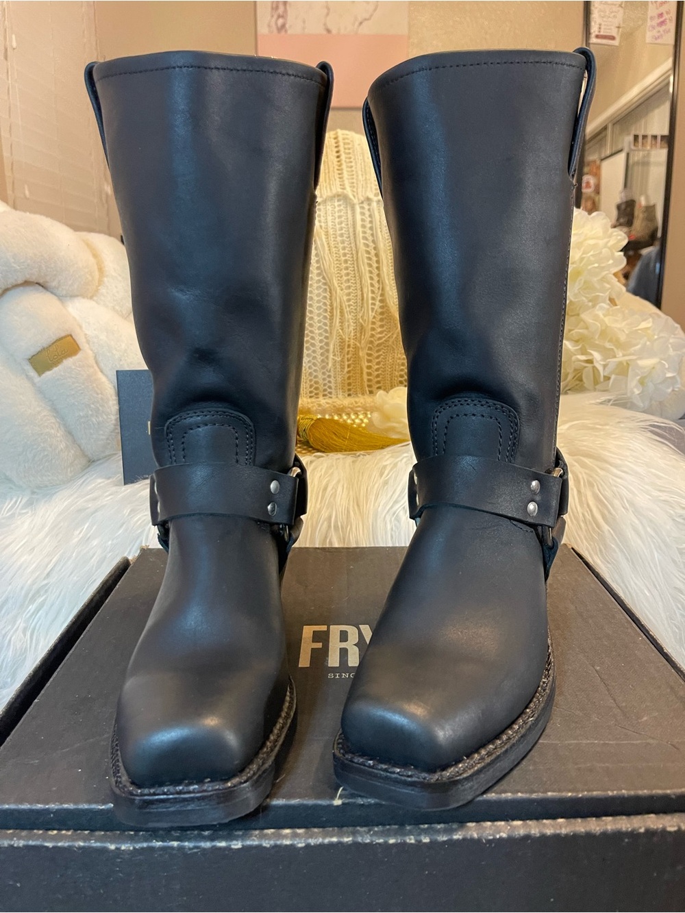 Frye NIB Harness 12R Boots in Black Leather MSRP$498